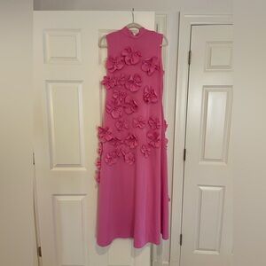 Magali bow-tie faux-flower embellished sleeveless maxi dress in Pink Size Medium